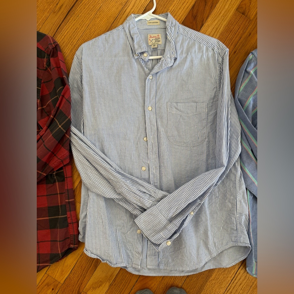 J. Crew Men's Button-Downs - Red Plaid, Light Blue, Blue-Green Stripe - Picture 3 of 11